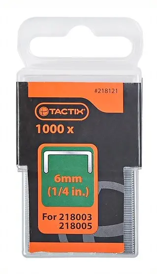 1000-Pack 1/4-Inch Staples – Tactix Heavy-Duty Fasteners, Model 218121 1