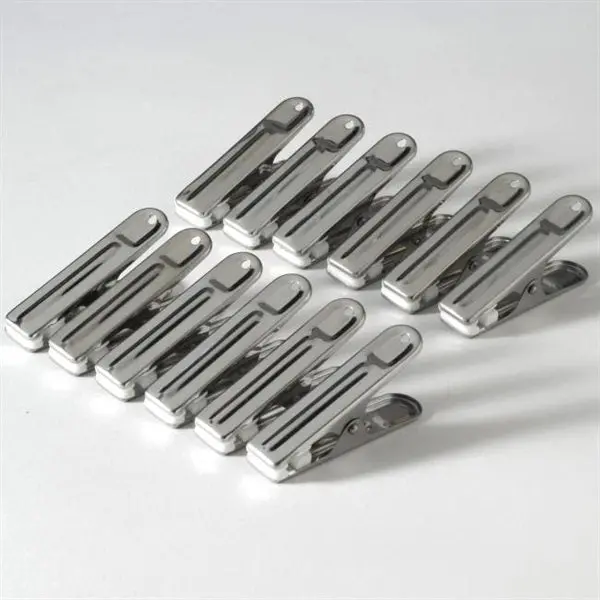 12-Pack Stainless Steel Bag Clips – 6 Cm Compact Design 1