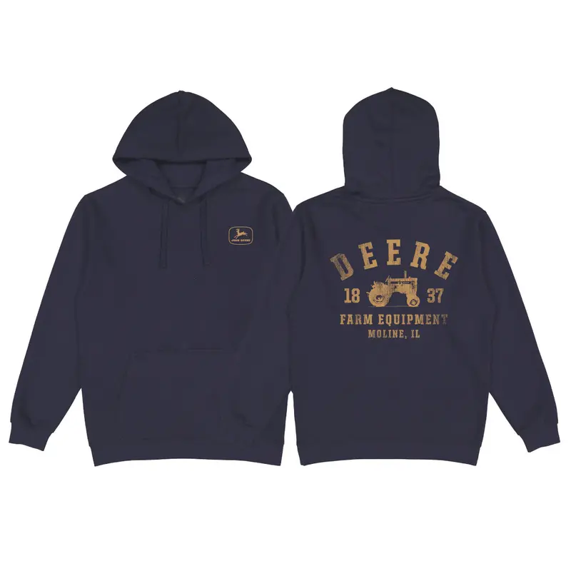 1837 Vintage Tractor John Deere Hoodie For Men – Retro Farmwear 1