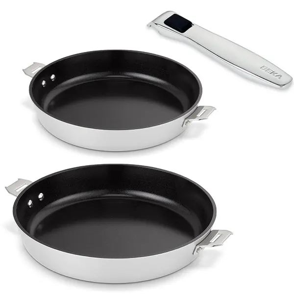 2-Piece Ceramic-Coated Aluminum Frying Pan Set (24 Cm & 28 Cm) With Detachable Handles – Evolution By Beka 1