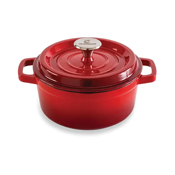 20 Cm Round Cast Iron Dutch Oven – 2.3 L, Red By Mathon 1