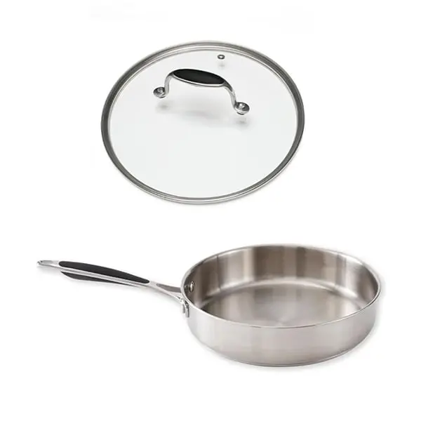24 Cm All-Stainless Sauté Pan With Tempered Glass Lid – Excell'Inox By Mathon 1