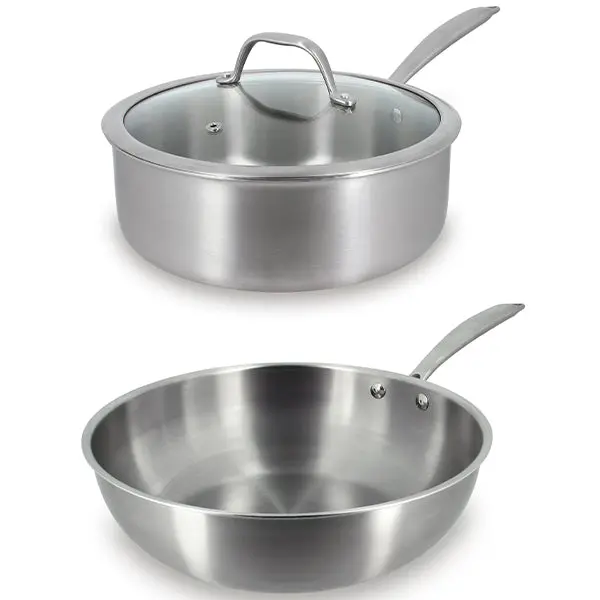 28 Cm Stainless Steel Wok + 24 Cm Stainless Steel Sauteuse – Triply By Menastyl 1