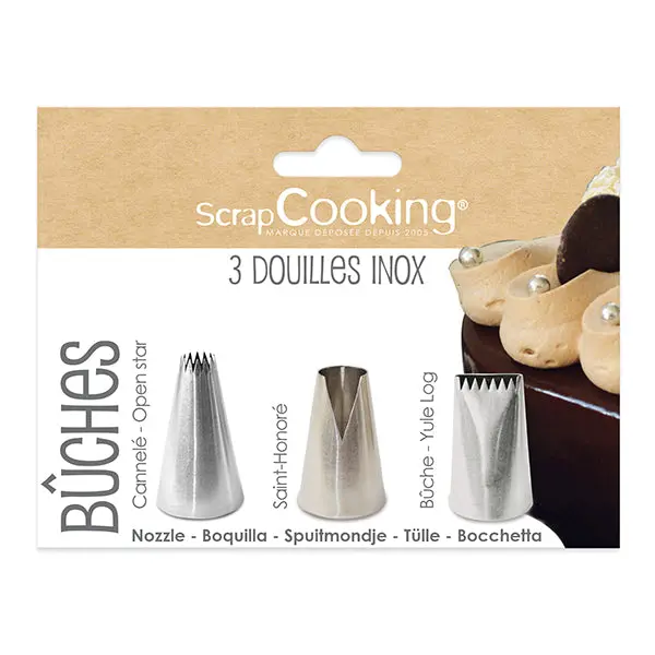3-Piece Bûche Piping Tip Set – Scrapcooking Bakery Collection 1
