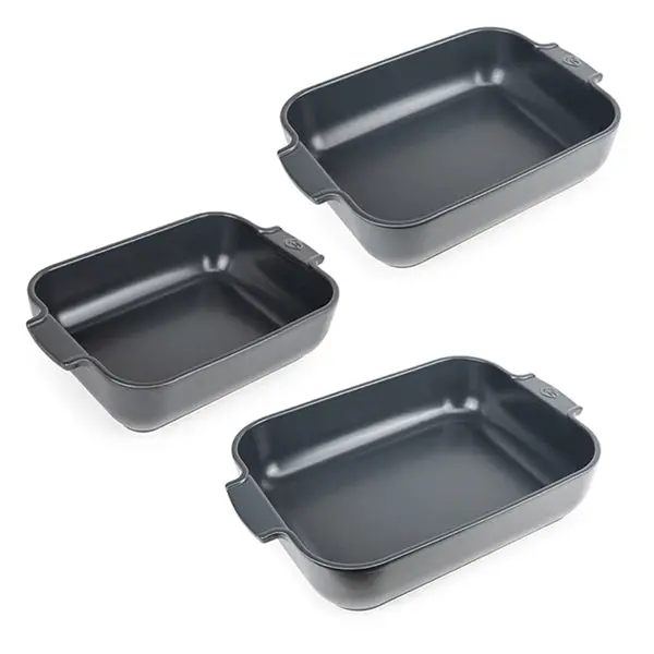 3-Piece Slate-Finish Ceramic Oven Dish Set – 25/32/40 Cm Rectangular Appolia By Peugeot 1