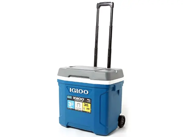 30-Quart Blue Wheeled Cooler – Insulated Portable Ice Chest With Rolling Base (Model 717-34658) 1