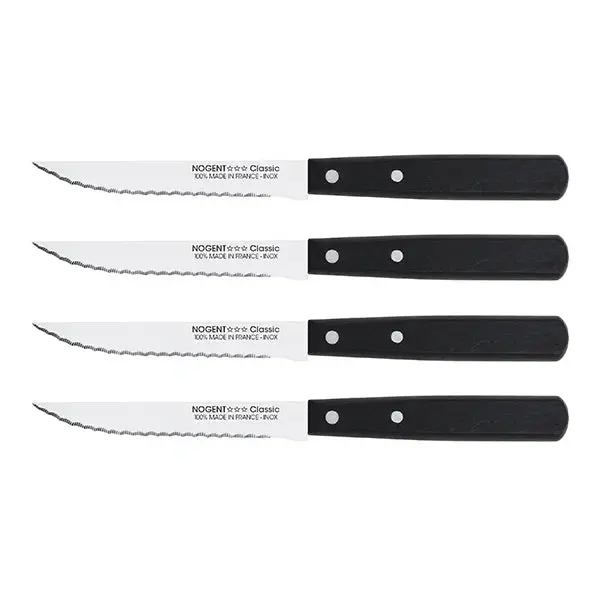 4-Piece Black Steak Knife Set – 11 Cm Blades, Nogent Collection 1