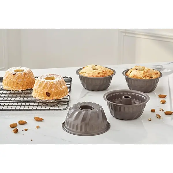 4-Piece Mini Kougelhof Mold Set – 10 Cm Non-Stick Steel By Mathon 1