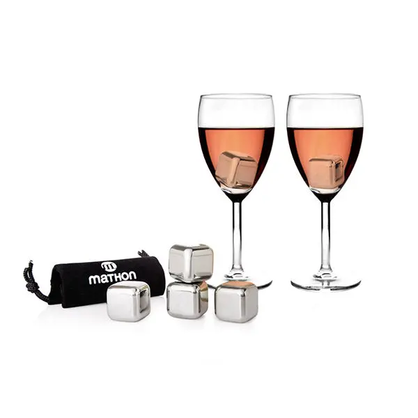4-Piece Stainless Steel Reusable Ice Cubes – Chill & Serve Set – Mathon 1