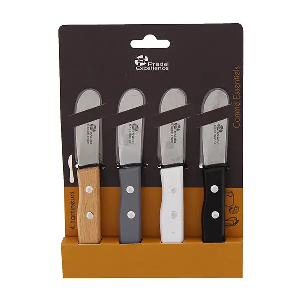 4-Piece Wooden-Handle Butter Knives – 6 Cm – Pin Wood – Essentiels By Pradel Excellence 1