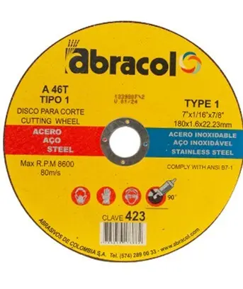 Abrasive Cutting Disc For Stainless Steel & Metal – 7" × 1/16", T42 1