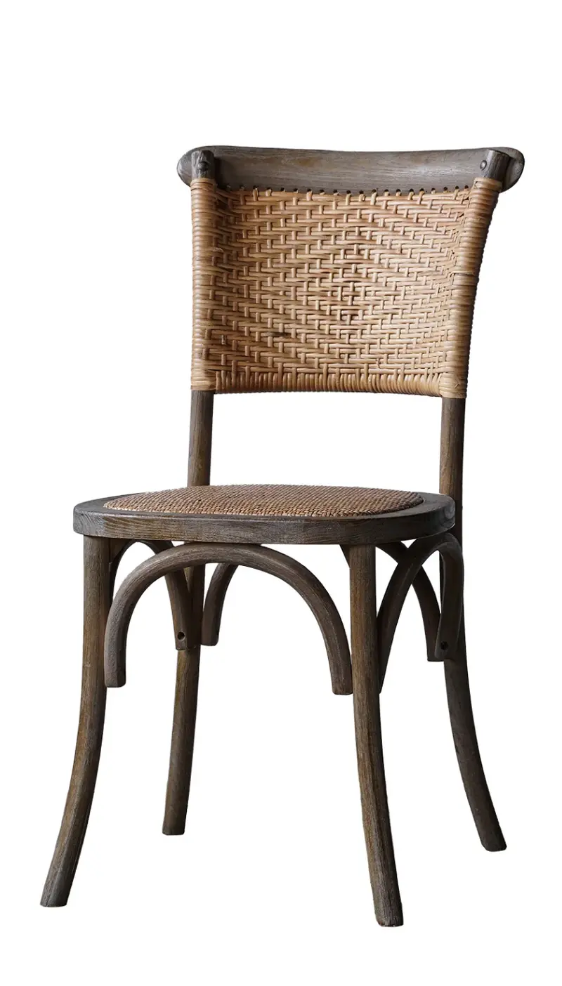 Alma Dining Chairs – Elm Wood & Rattan Weave Set Of Two 1