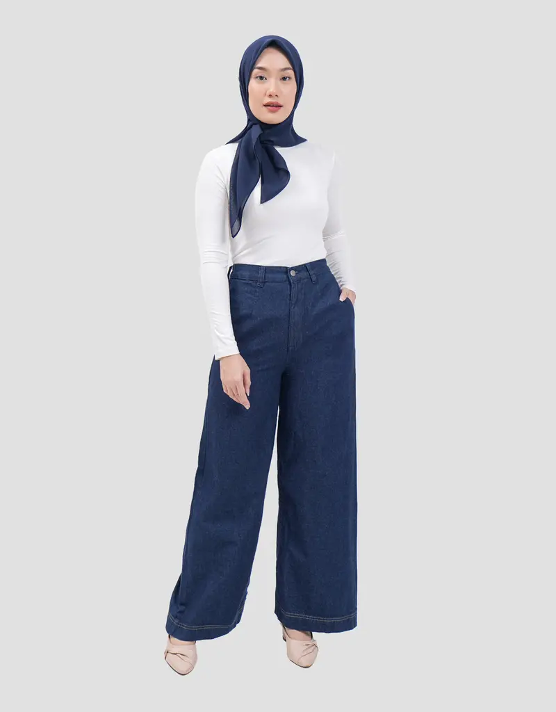 Annisa High-Waisted Wide-Leg Denim Pants For Women 1