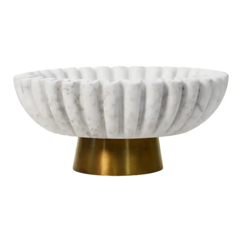 Augie Marble-And-Brass Pedestal Bowl 1