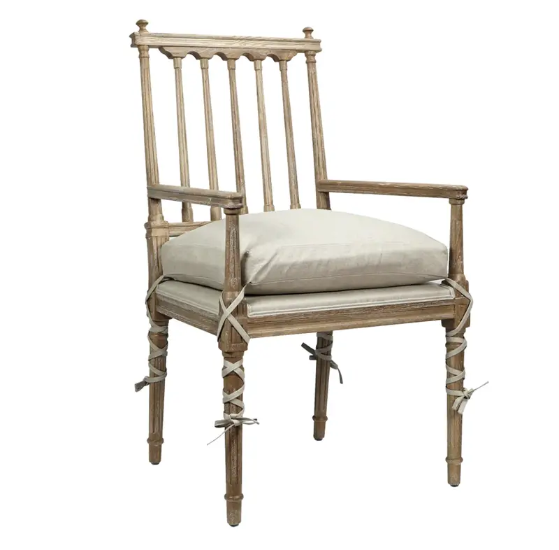 Barnaby French Country Pine Armchair With Cushion – Matthew Izzo Design 1