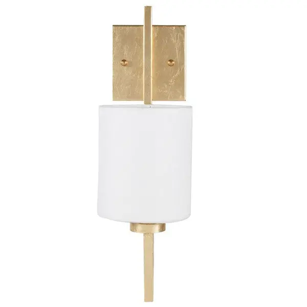 Beckham Wall Sconce With Gold Leaf Frame And Linen Drum Shade 1