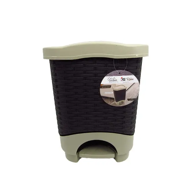Beige 8-Liter Dual-Compartment Rattan Waste Bin – 9002363 1