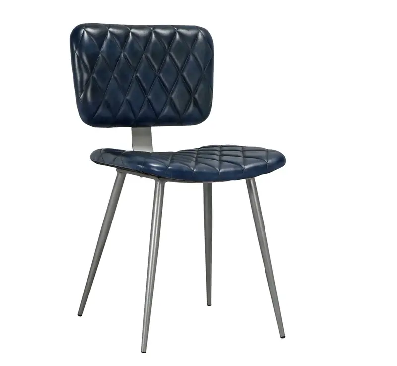 Bergen Tufted Blue Leather Side Chairs (Set Of 2) – Matthew Izzo Design 1