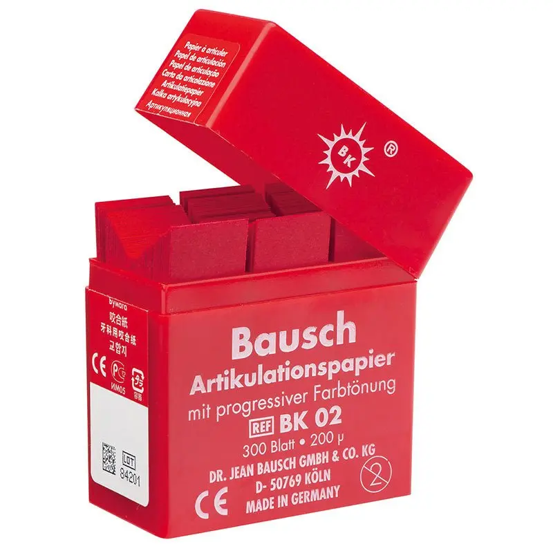 Bk02 Red Articulating Paper Sheets – 200 Micron, 300-Sheet Pack, Bausch 1