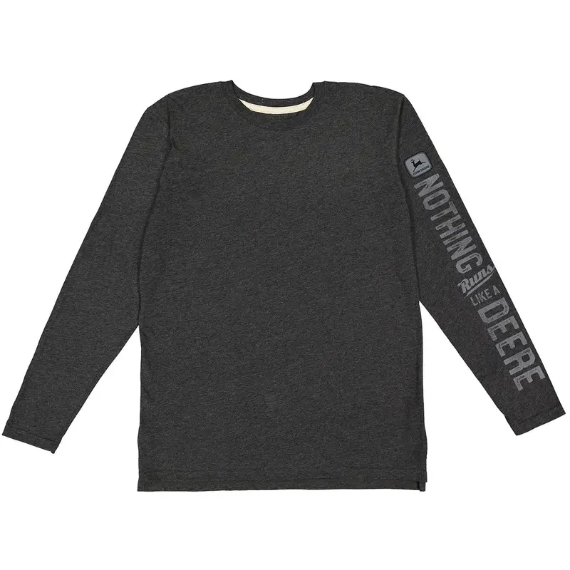 Black Heather Long Sleeve Logo Tee For Men – John Deere 1