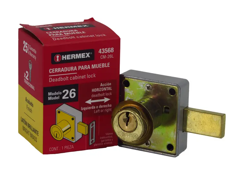 Brass Drawer Lock With Smooth Slide Mechanism, Model 43568 1