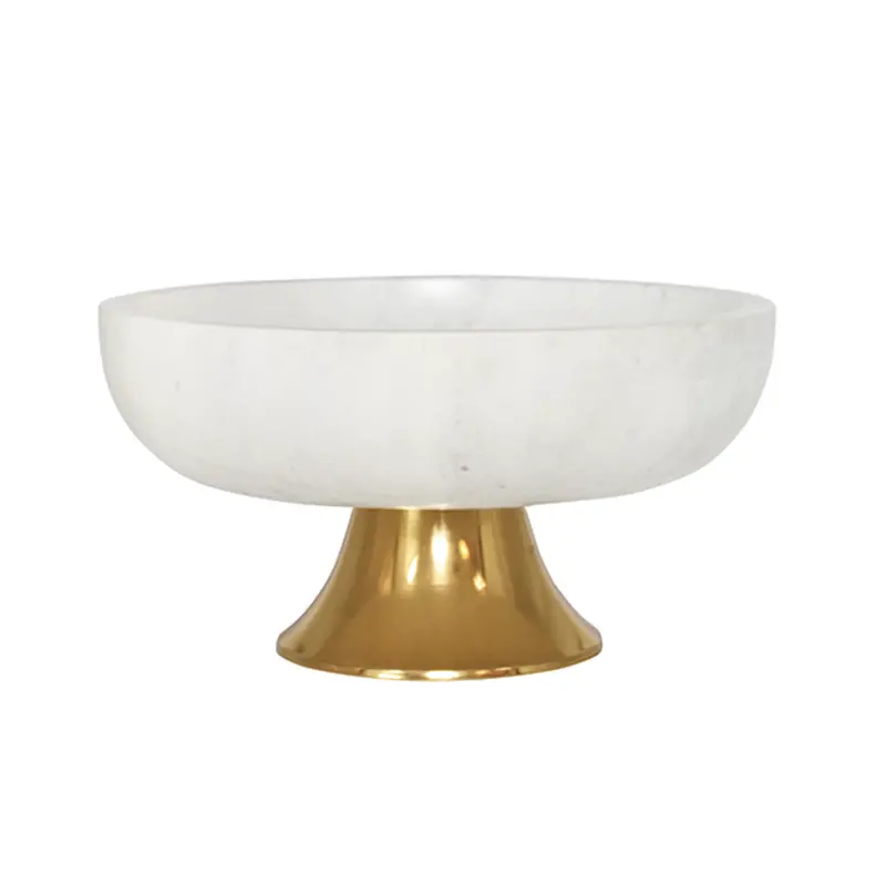 Brass Pedestal Bowl With Marble Base 1
