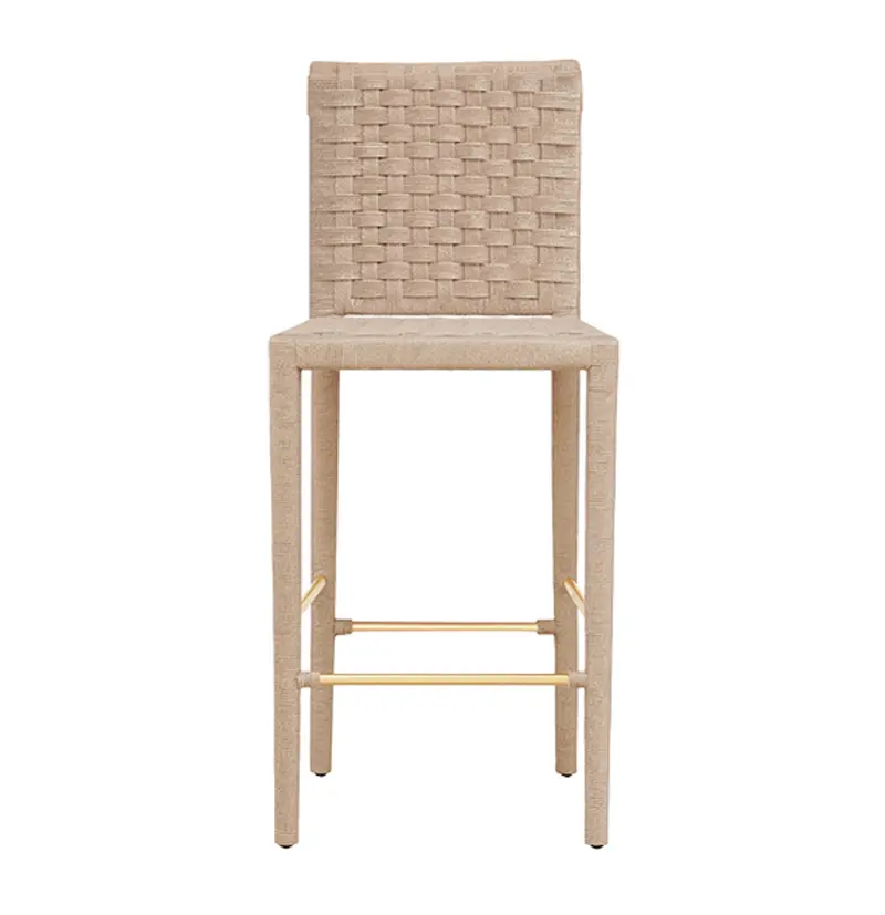 Burbank Bar Stool With Natural Rope Seat And Solid Wood Legs 1