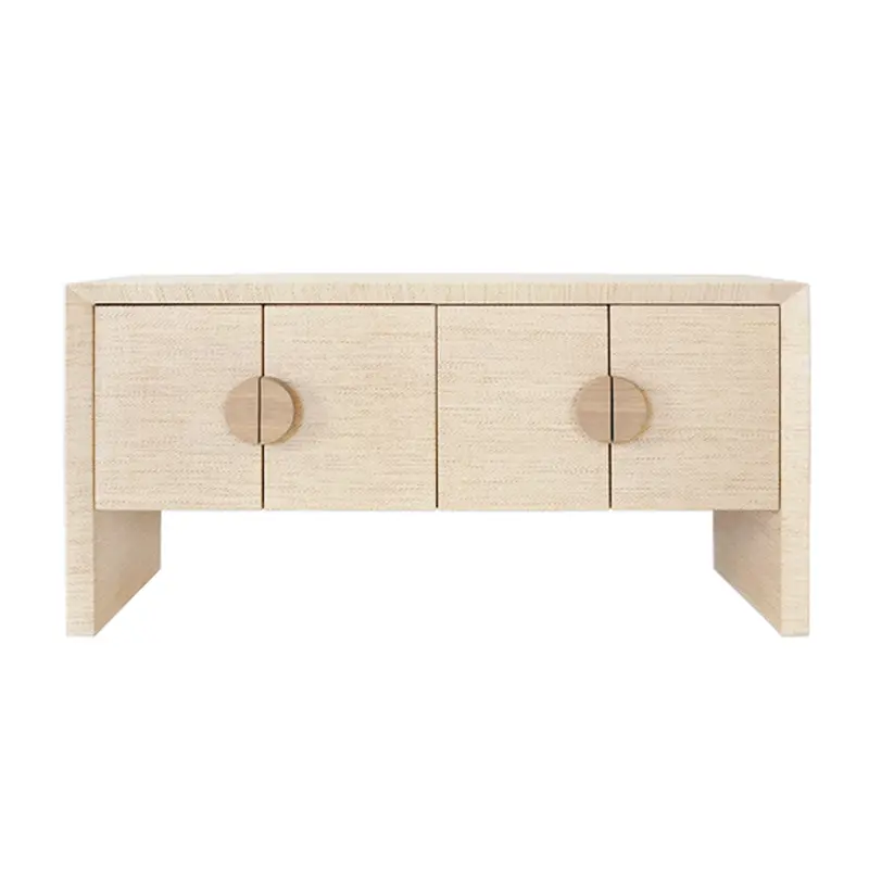 Colt Four-Door Buffet In Natural Or Black Painted Grasscloth 1