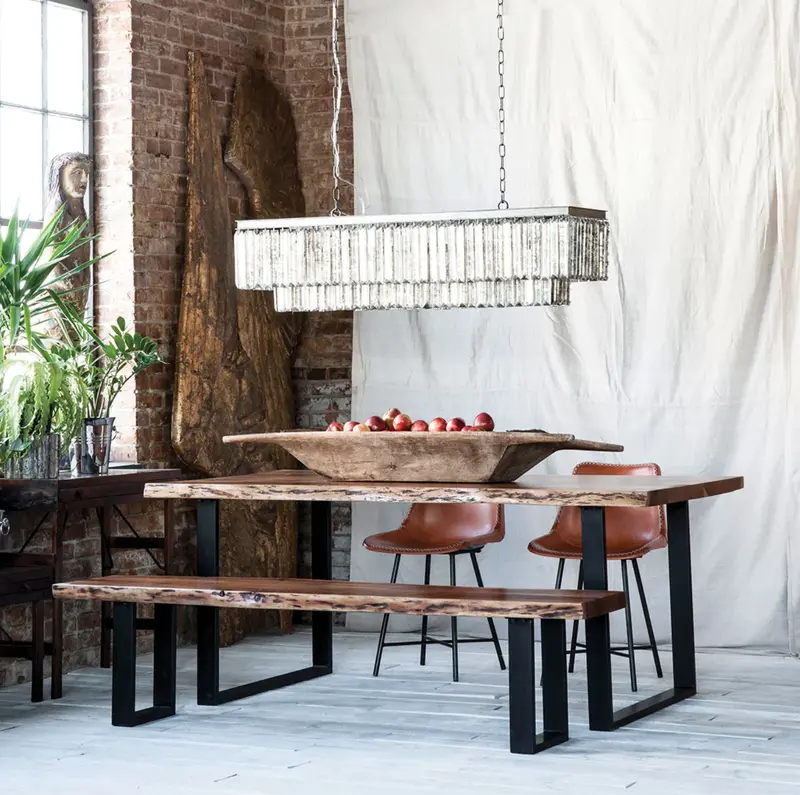 Construct Live Edge Reclaimed Wood And Metal Bench (72") 1
