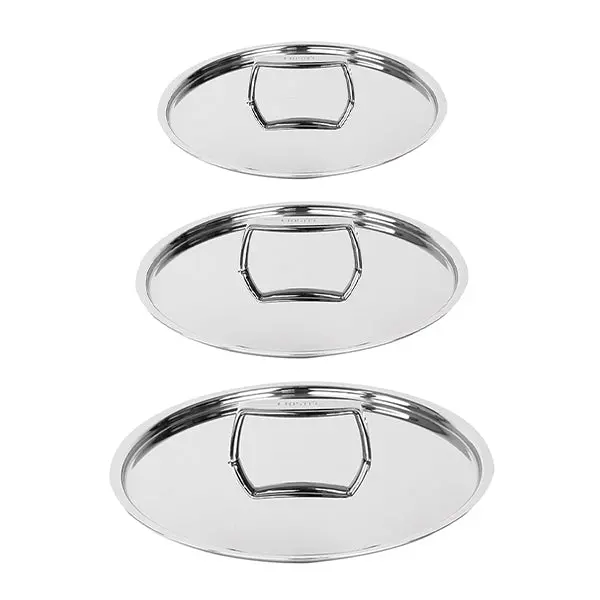 Cristel Castel’Pro Stainless Steel Lid Set – 20 Cm, 24 Cm, 28 Cm, Universal Fit 1