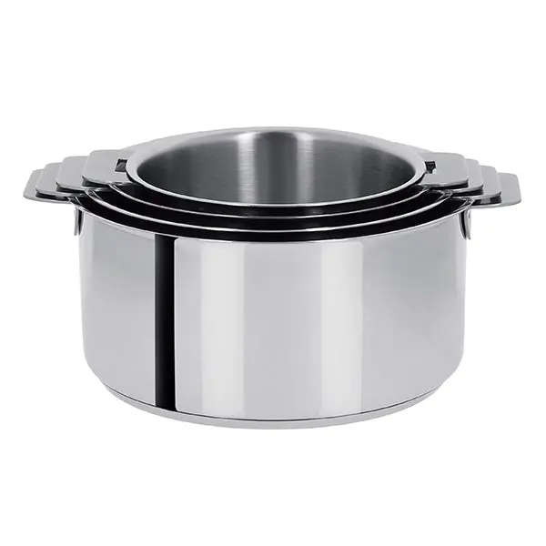 Cristel Mutine Nesting Saucepan Set – Four Sizes (14–20 Cm), Handle-Free Stainless Steel 1