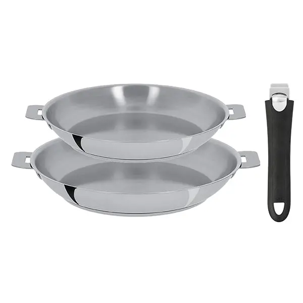 Cristel Mutine Stainless Steel Fry Pan Duo – 24 Cm & 28 Cm With Removable Handles 1