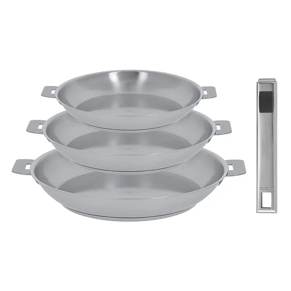 Cristel Strate Stainless Steel Fry Pan Trio – 20, 24 & 28 Cm With Detachable Handles 1