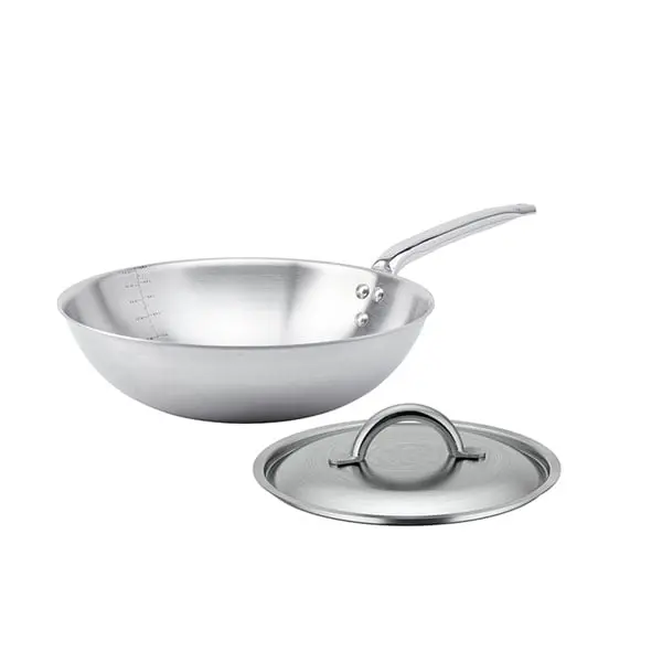 De Buyer Alchimy Stainless Steel Wok With Lid (32 Cm) 1