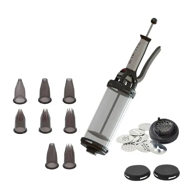De Buyer Classic Pressure Tube & Pastry Tip Set – Tritan Piston Dispenser + 6 Tips 1