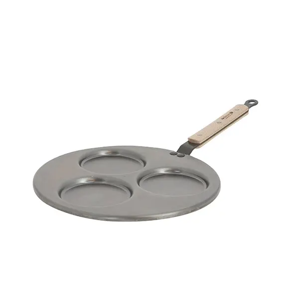 De Buyer Mineral B Wood-Handle 27 Cm Blini Pan (3-Cup Capacity) 1