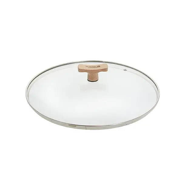 De Buyer Tempered Glass Lid – 32 Cm With Natural Beechwood Knob 1