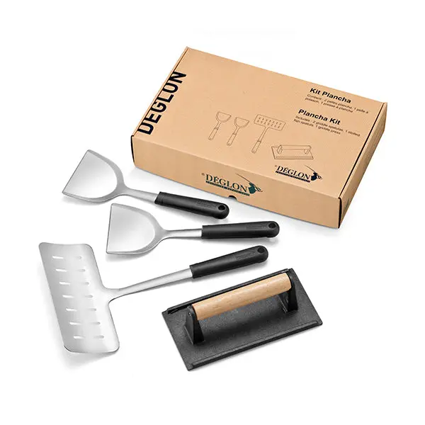 Déglon Stop'Glisse® 4-Piece Griddle Kit – Stainless Steel & Cast Iron 1