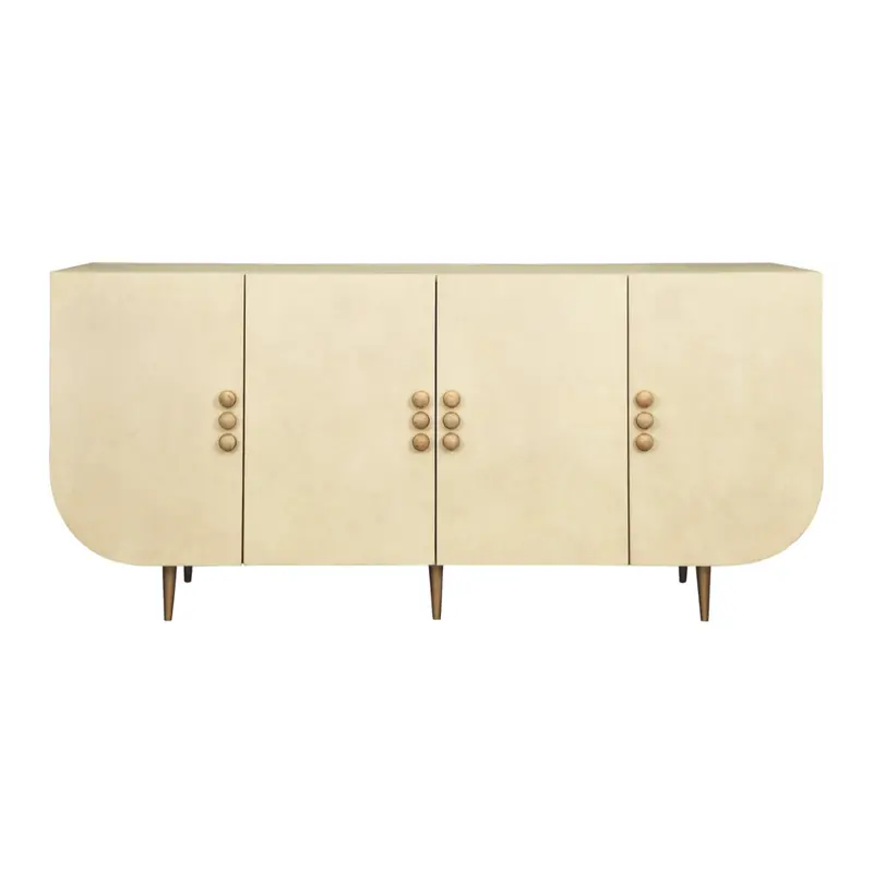 Deluca Faux Parchment Four-Door Buffet Cabinet 1