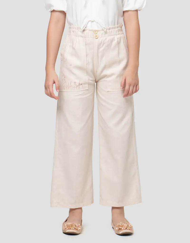 Disney Girls' Pooh-Themed Wide-Leg Woven Pants 1