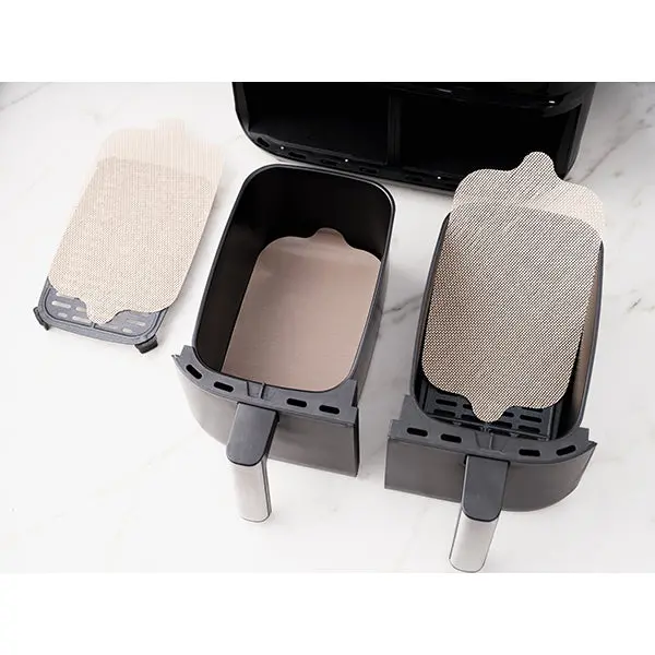 Double-Basket Air Fryer Liners – Rectangular Non-Stick Baking Sheets (Nostik) 1