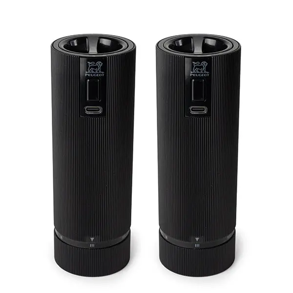Dual Electric Grinder Set – Black Matte Finish, Pepper & Salt Mills, 15 Cm – Peugeot Line 1