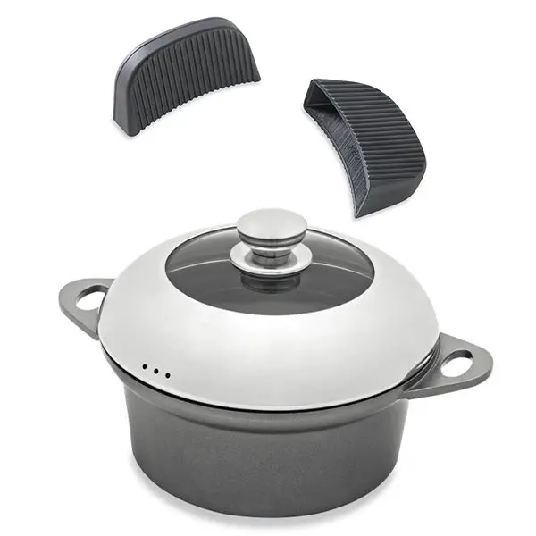 Durable Stone-Effect Cookware Set: 28 Cm Heavy-Duty French Oven + 2 Silicone Oven Mitts By Mathon 1