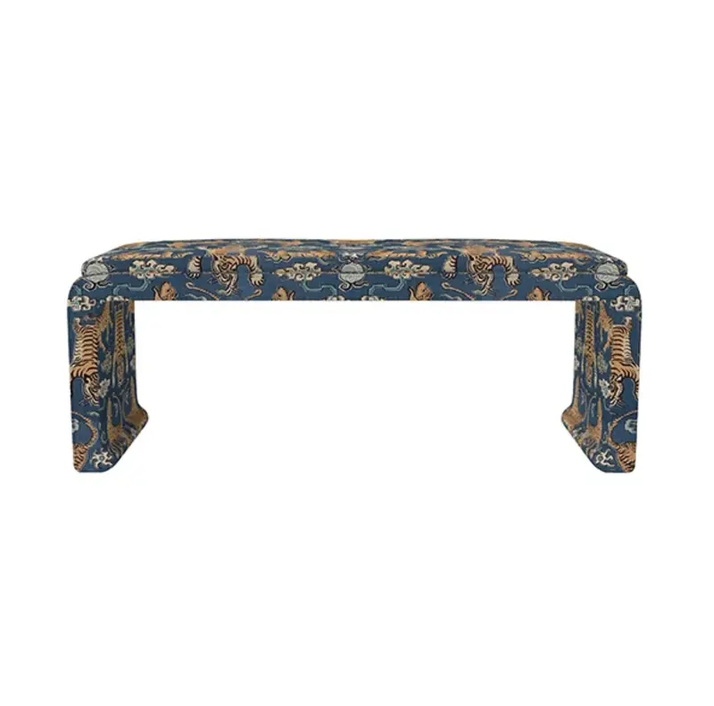 Edith Blue Upholstered Bench With Hudson-Inspired Design 1