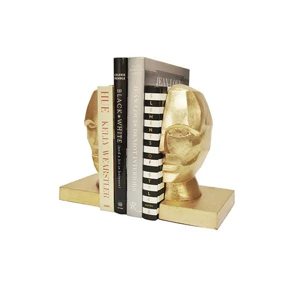 Edmund Divided-Face Bookends – Available In Gold Leaf Or Silver Leaf Finish 1