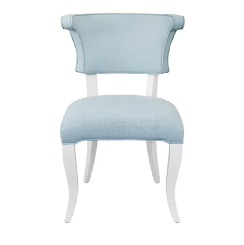 Eloise Light Blue Performance Linen Dining Chair – Contemporary Back Design 1