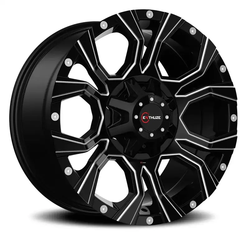 Enthuze Widow Gloss Black Alloy Wheels With Cnc-Machined Groove Detailing 1