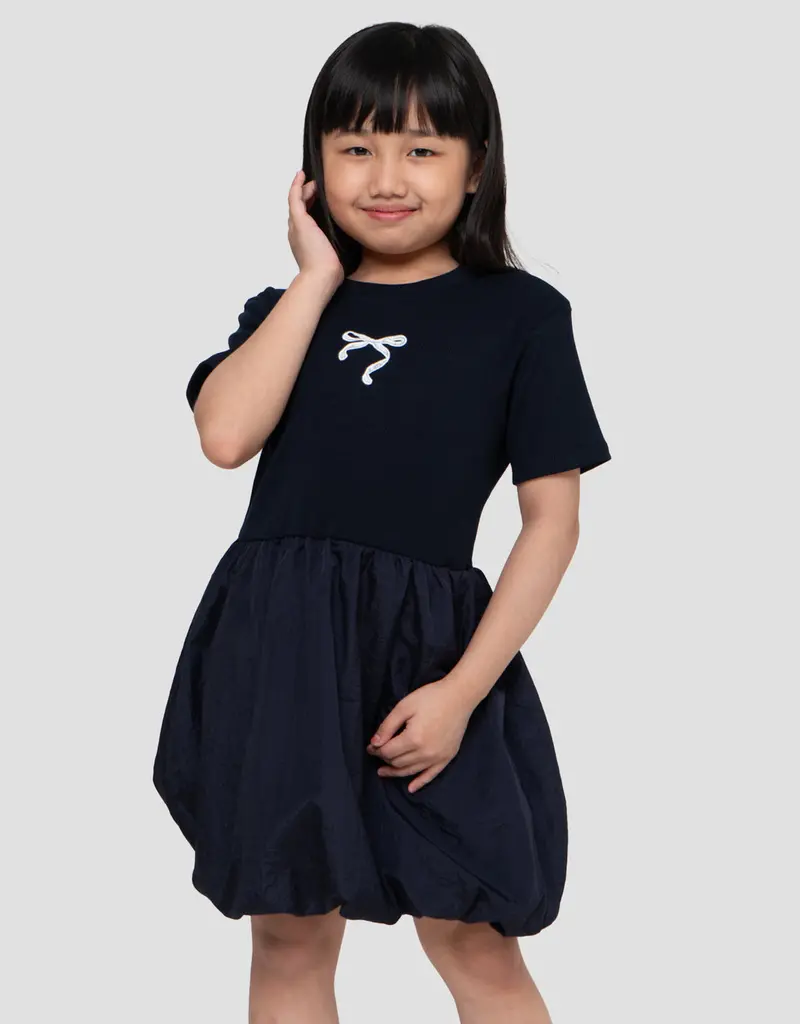 Girls' Ribbon-Trimmed Patchwork Dress – Little M Boutique Style 1