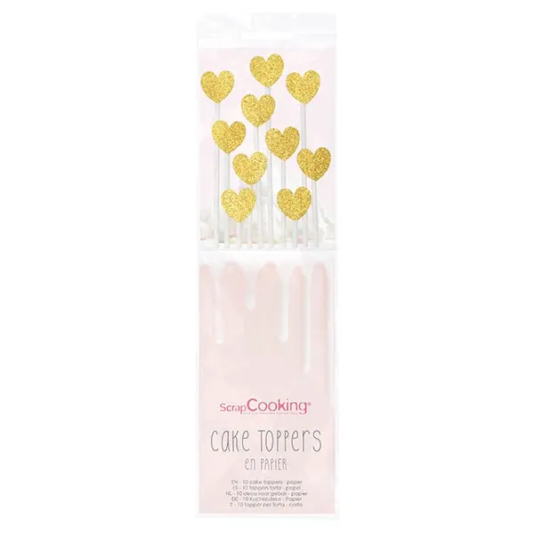 Gold Heart-Shaped Cake Topper Set – Scrapcooking 1