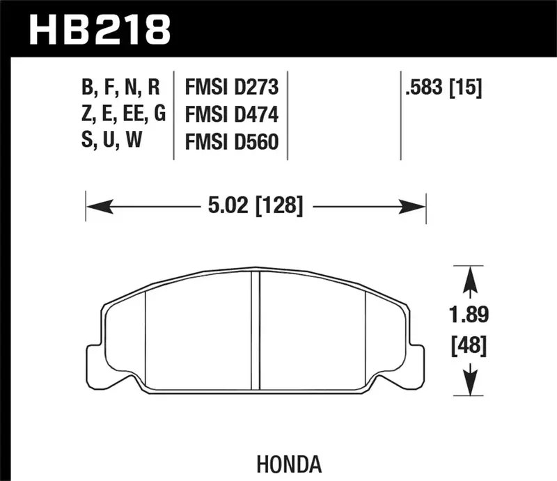 Hawk Performance Hb218Z.583 Ceramic Brake Pads – 0.583" Thickness 1